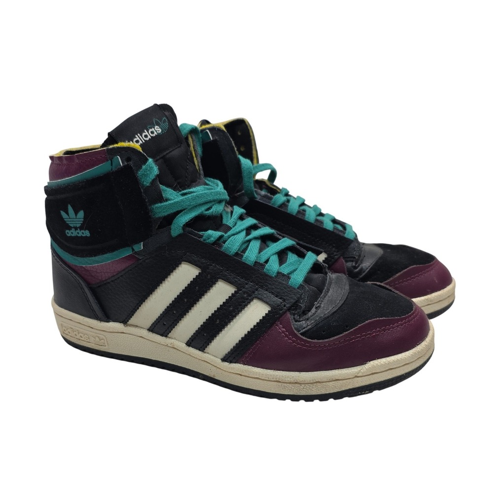 Adidas‎ Top Ten Hi Black Burgundy Teal High Top Sneakers S24117 Mens Size 8